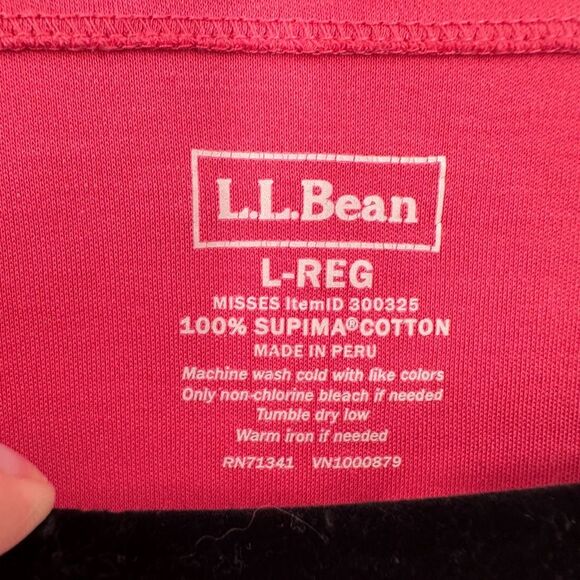 LL Bean‎ Women’s Supima Cotton Solid Raspberry Pink Shirt Top 3/4 Sleeve Large - Picture 4 of 10